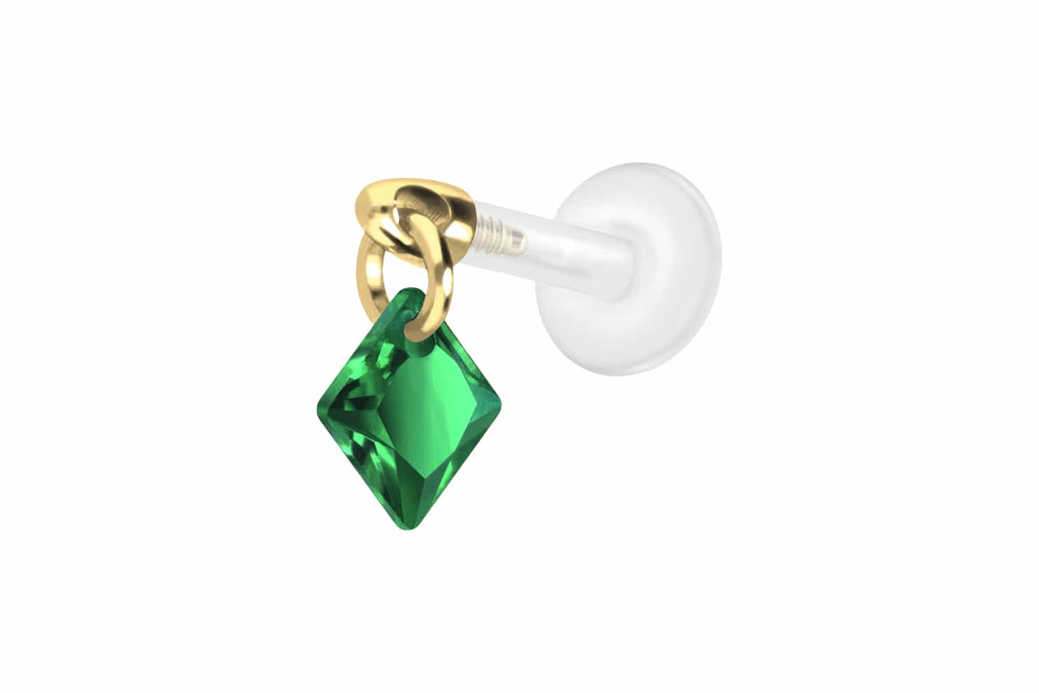 PTFE Labret Piercing mit Innengewinde + Titan-Aufsatz KRISTALLQUADRAT